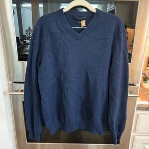 Vintage Jaeger Blue Knit V-Neck Sweater Large (some piling see photos)